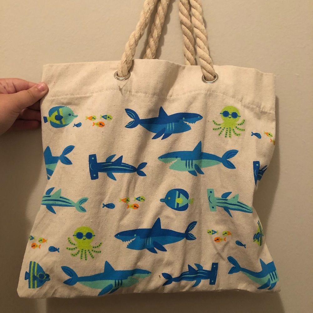 Shark canvas tote